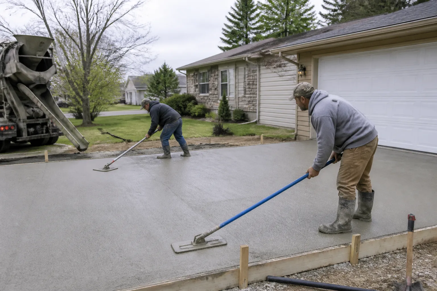 Concrete driveway job site