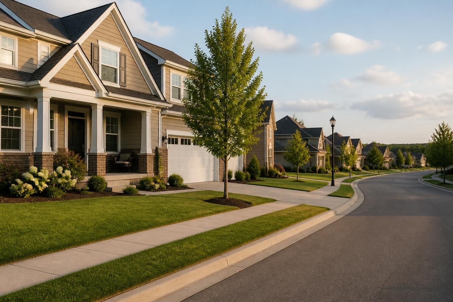 Attractive suburban street with strong curb appeal